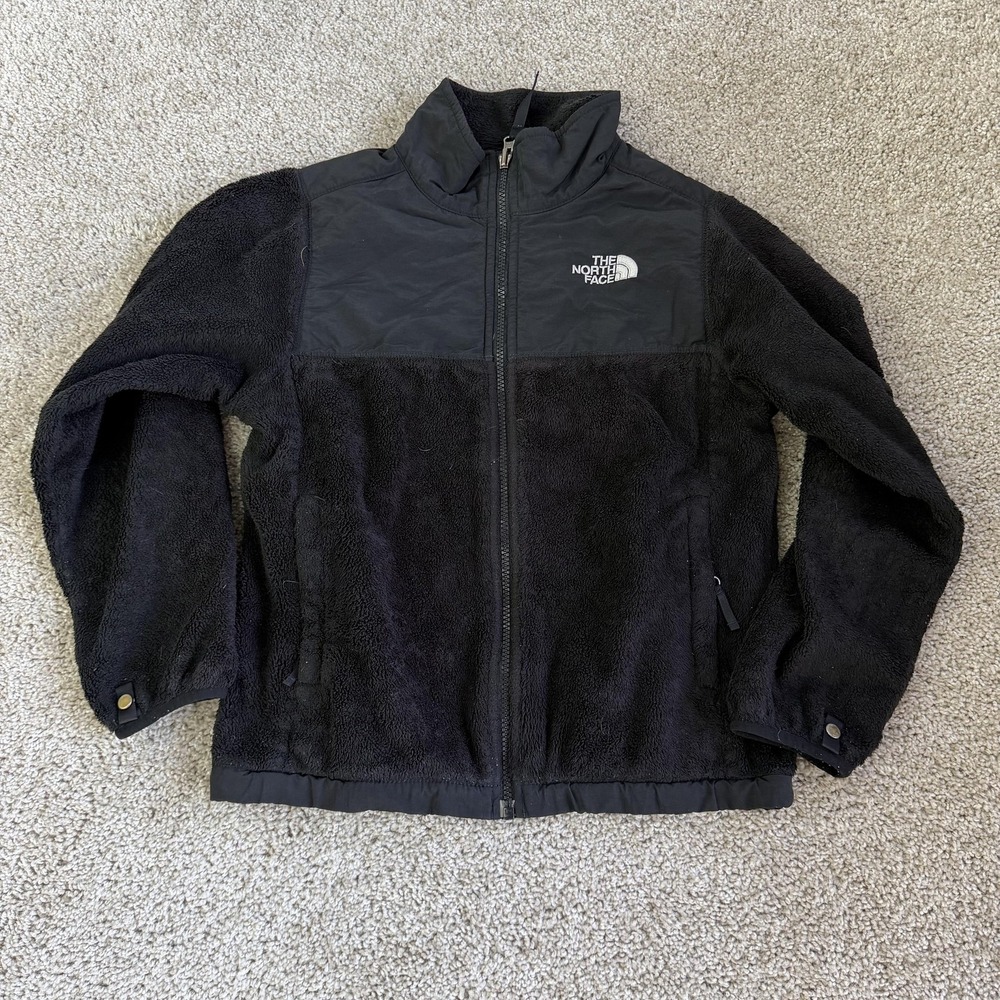 The North Face Jacket Boys 10/12 Black Sherpa Fleece Full Zip Pockets Winter